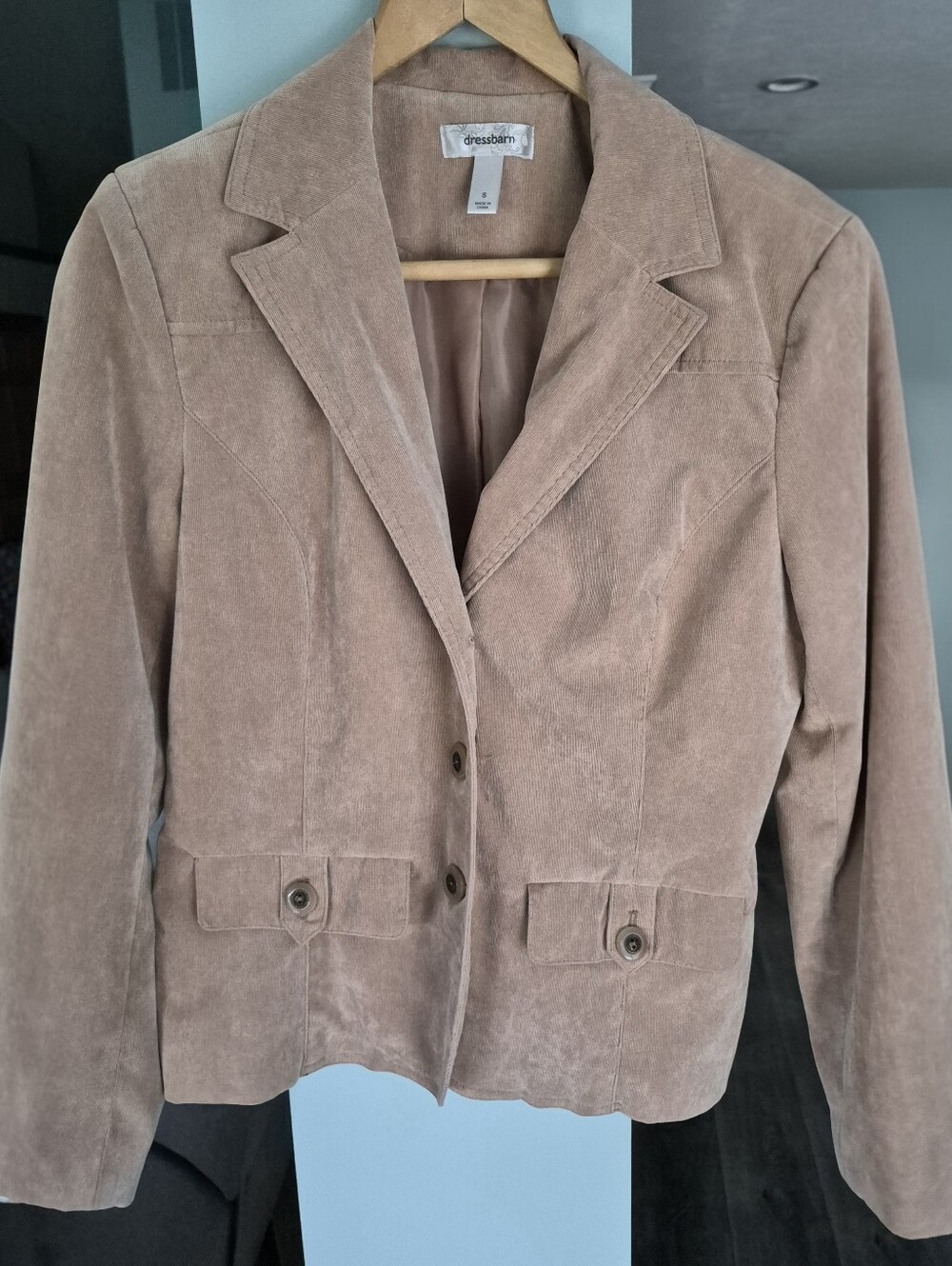 dressbarn Blazer Jacket in Beige Tan Corduroy
